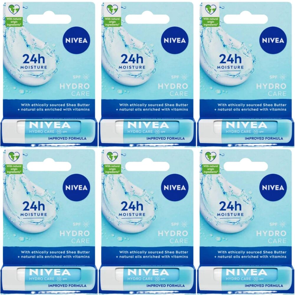 6-PACK Nivea Hydro Care Lip Balm 4.8g